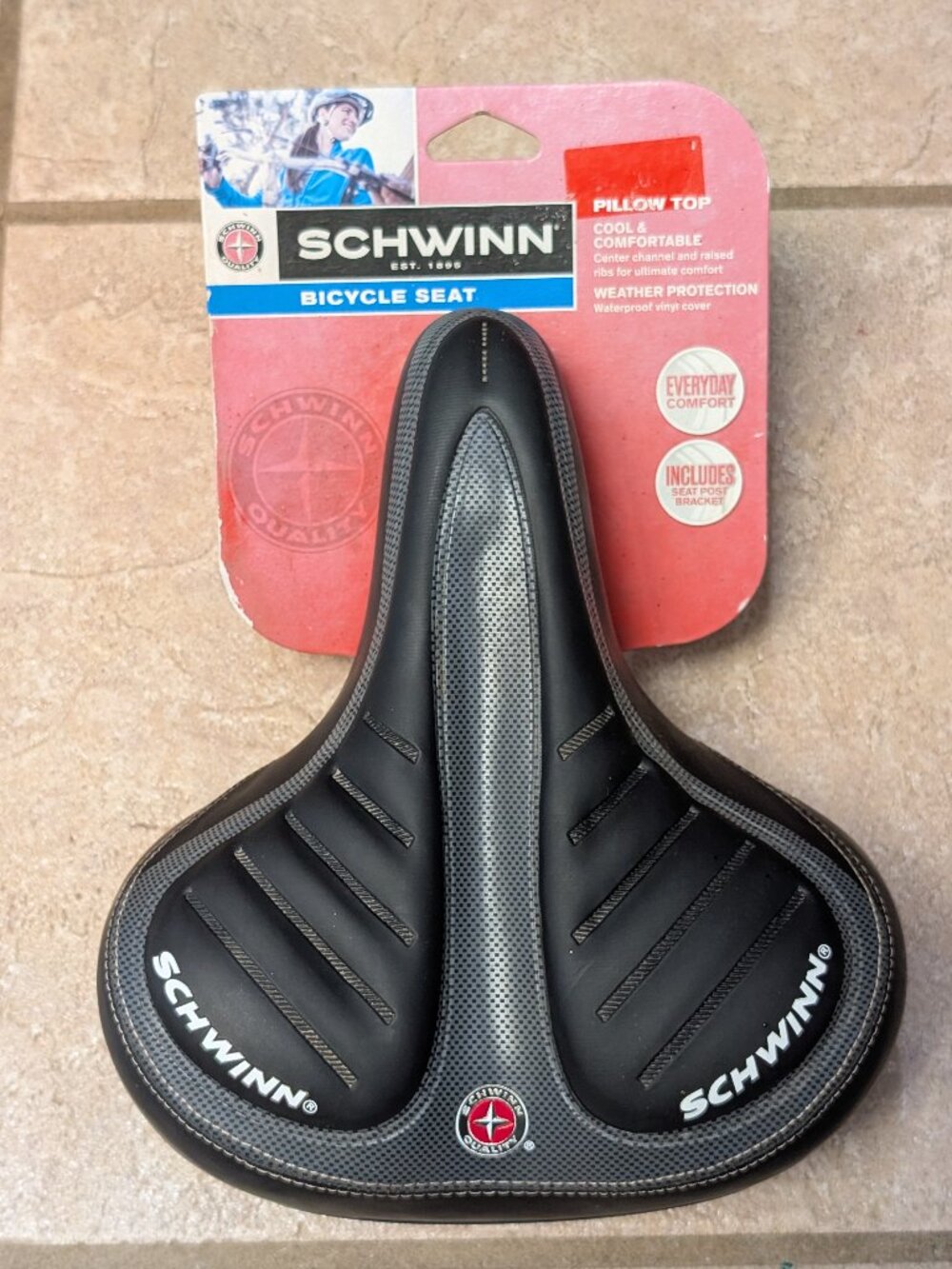 Schwinn Comfort Pillow Top Wide Bicycle Bike Seat - Black SW74163 - BRAND NEW